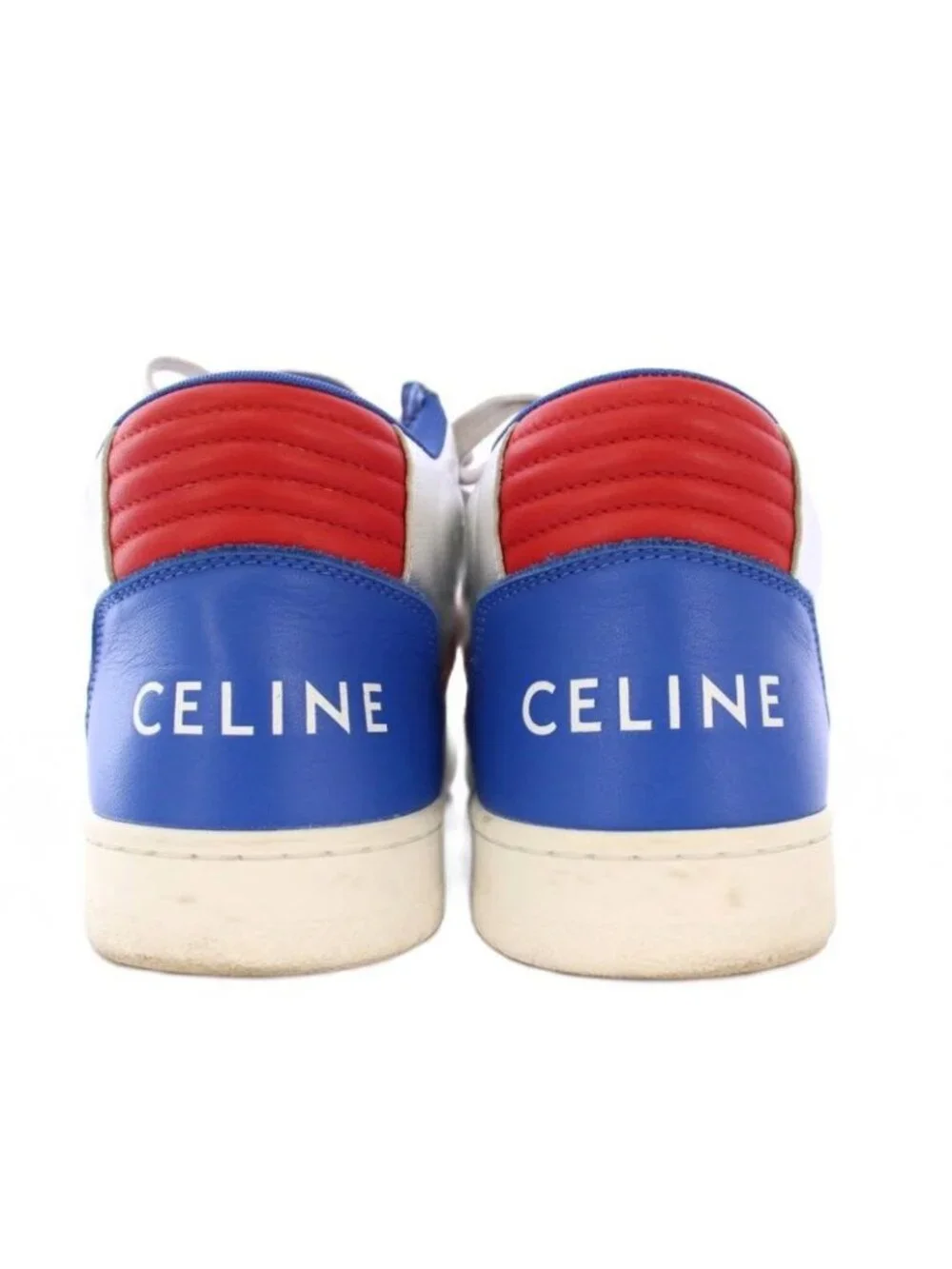 Celine Velcro Strap Mid High Cut Sneakers Shoes Logo 39 Silver Color BB - Picture 3 of 7